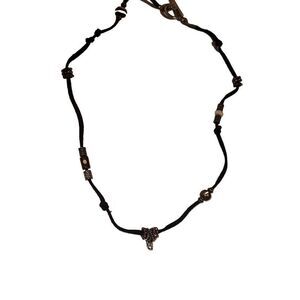 "New" Handmade Black Single Strand Toggle Clasp Station Necklace Ladies OS